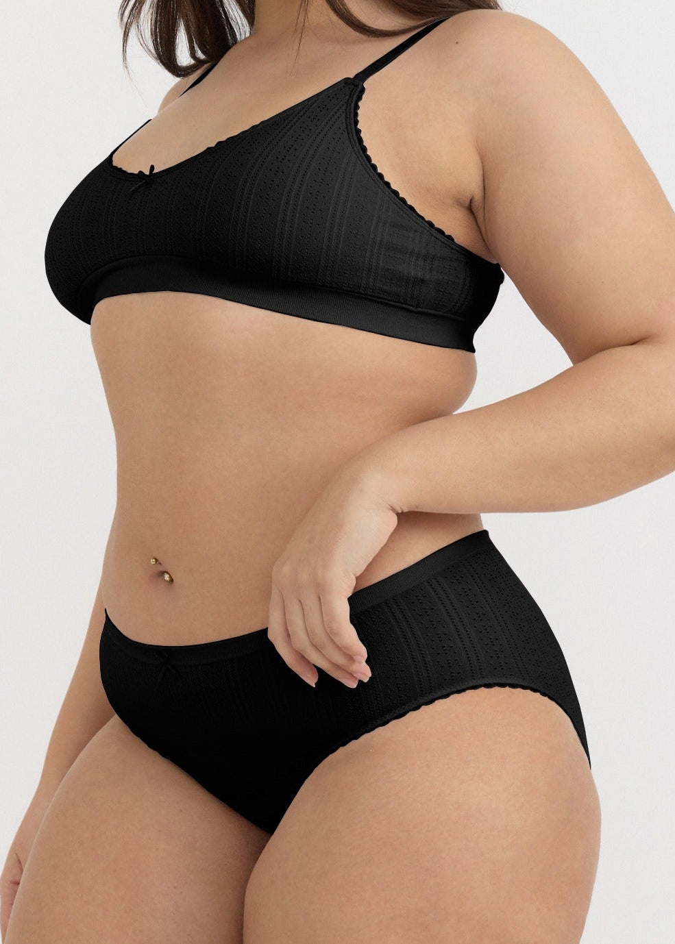 Organic Basics - Pointelle Hipster - Black -