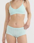 Organic Basics - Pointelle Shorty - Soft Blue -