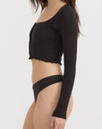 Organic Basics - Pointelle Thong - Black -