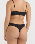Organic Basics - Pointelle Thong - Black -