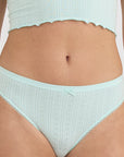 Organic Basics - Pointelle Thong - Soft Blue -