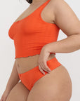 Organic Basics - Pointelle Thong - Vibrant Red -