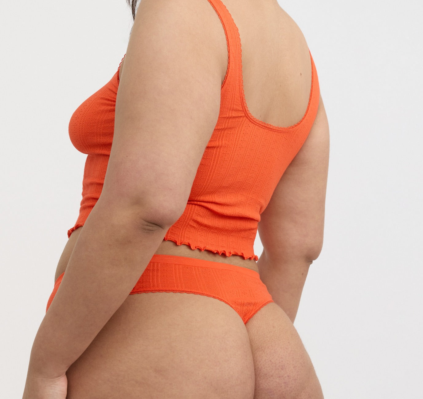 Organic Basics - Pointelle Thong - Vibrant Red -
