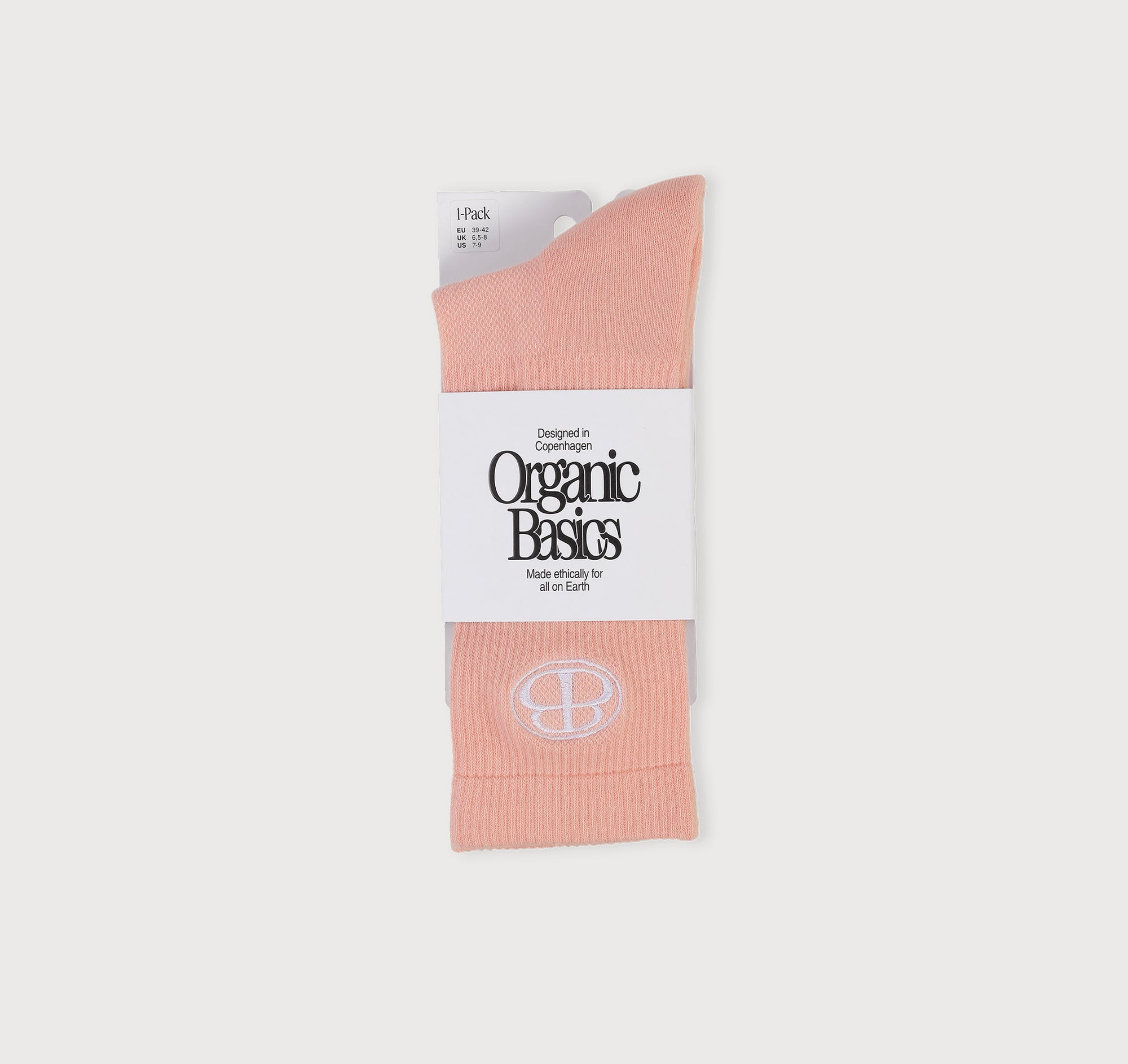 Organic Basics - Core Butterfly Crew Rib Socks - Marshmallow Pink -