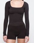 Organic Basics - Seamless Waffle Long Sleeve Tee - Black -