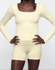 Organic Basics - Seamless Waffle Long Sleeve Tee - Buttercup -
