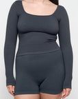Organic Basics - Seamless Waffle Long Sleeve Tee - Thunder -