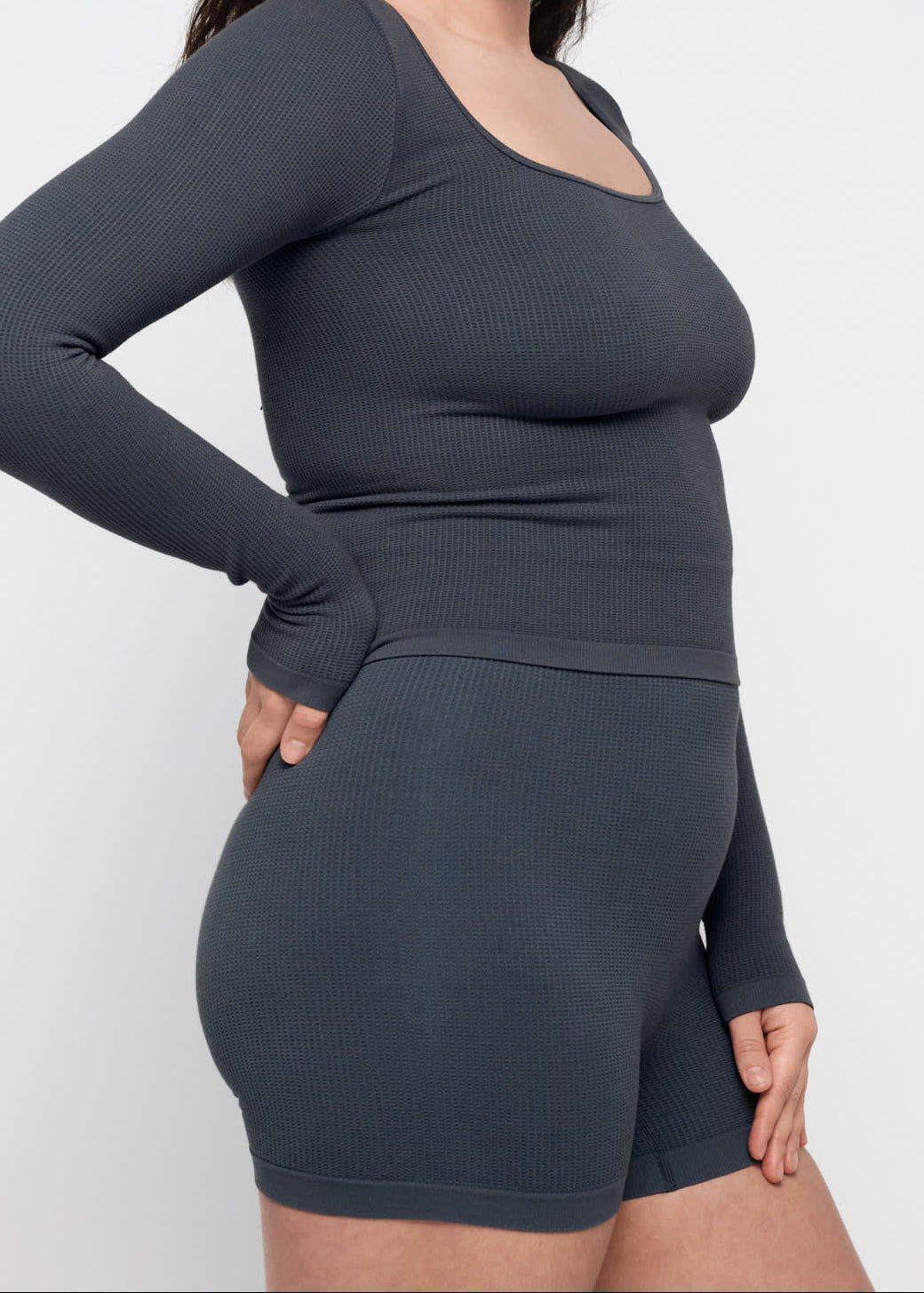 Organic Basics - Seamless Waffle Shorts - Thunder -