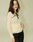 Find Me Now - Mariposa Long Sleeve Bow Tee - Piped Cloud -