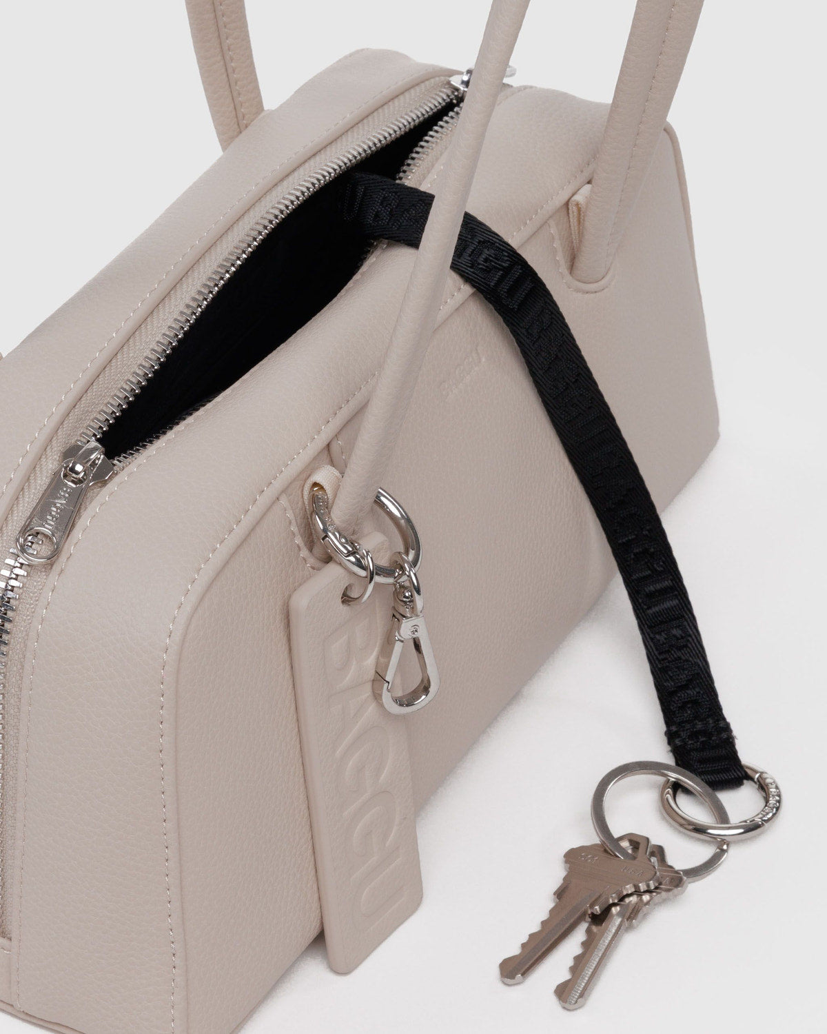 Baggu - Small Recycled Leather Bowler Bag - Stone -