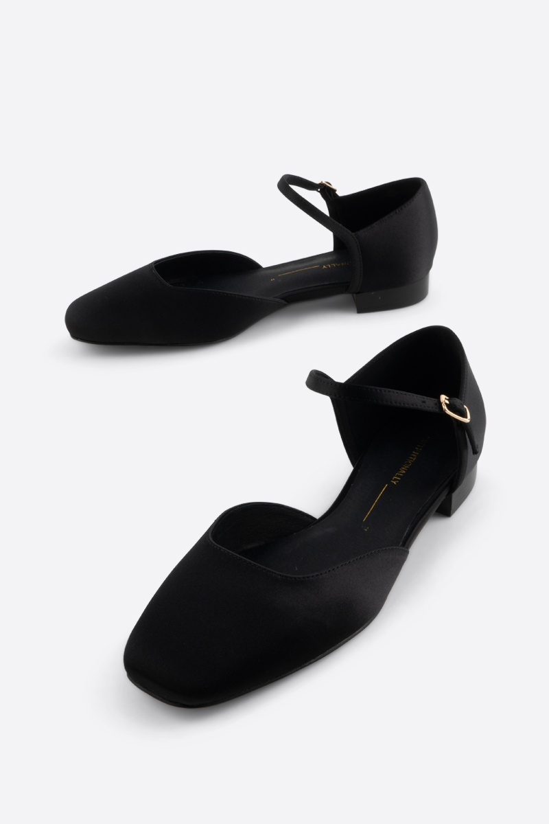 Intentionally Blank - Elizabeth Satin Mary Jane - BLACK SATIN