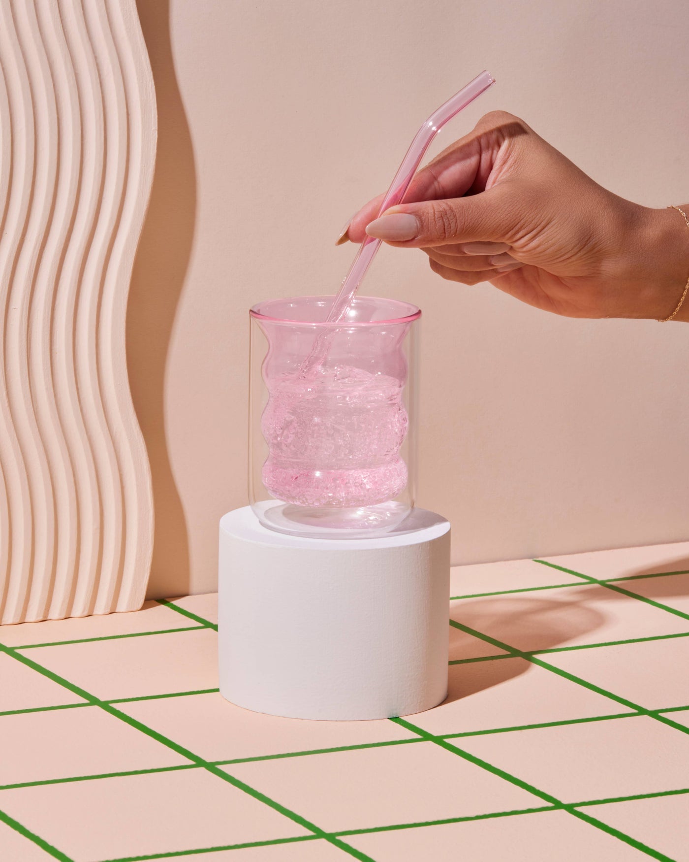 Poketo - Double Wall Groovy Cup - Pink -