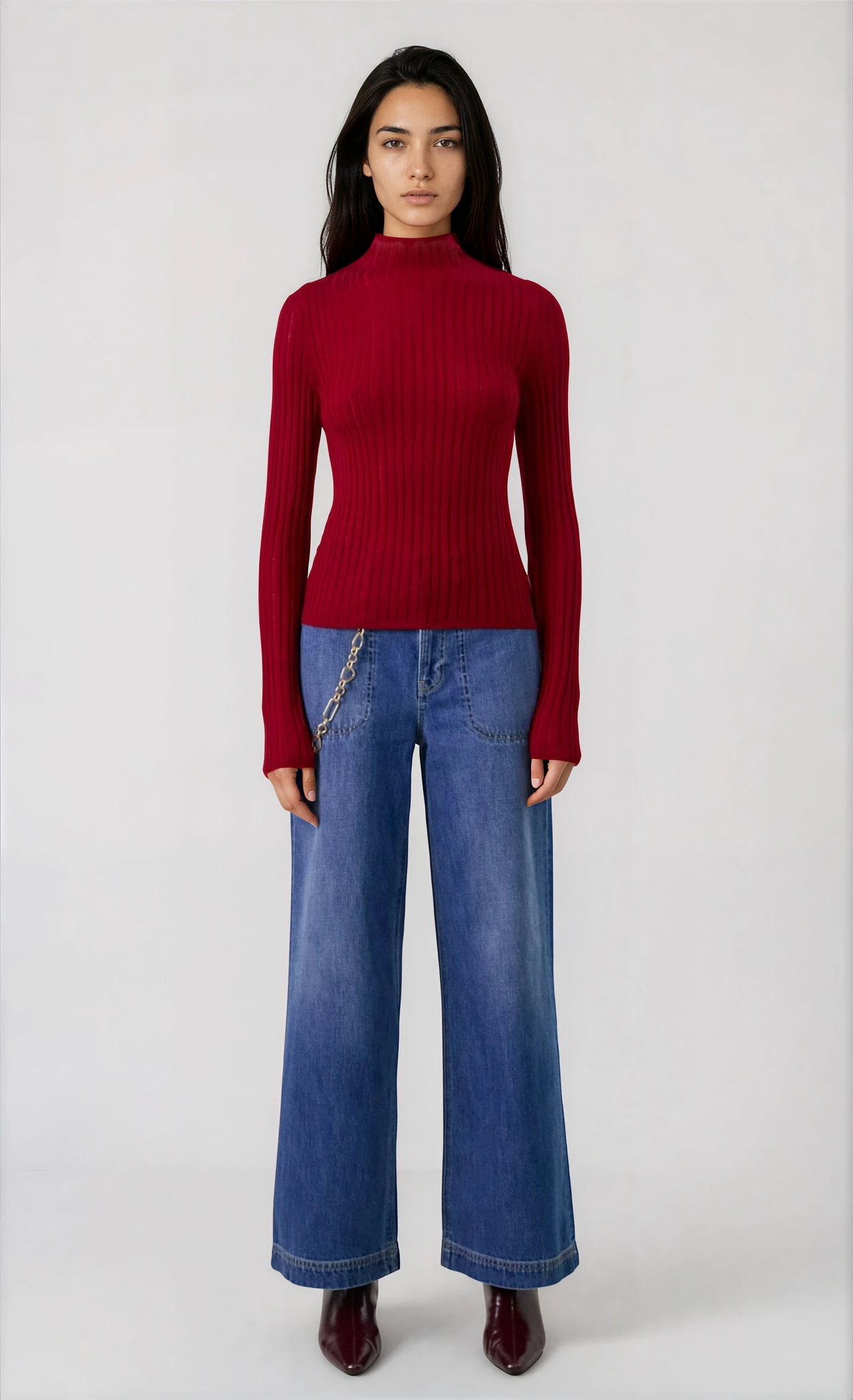 Cult Gaia x Gap - Sheer Mockneck Top - Sled Red -