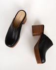 Intentionally Blank - Facts Leather Platform Clog - BLACK LEATHER