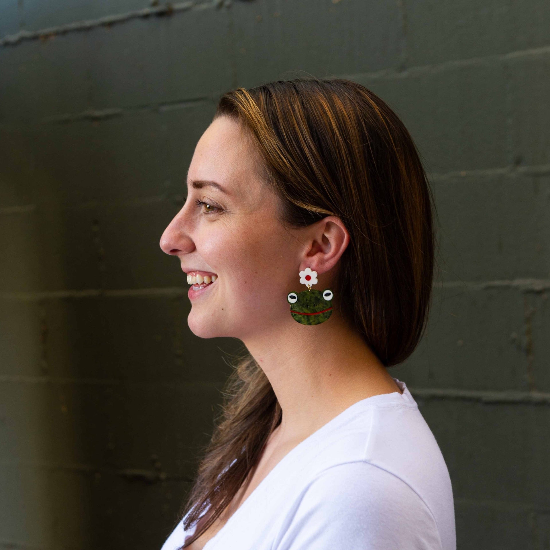 Jenny Lemons - Frog and Flowers Acetate Earrings -