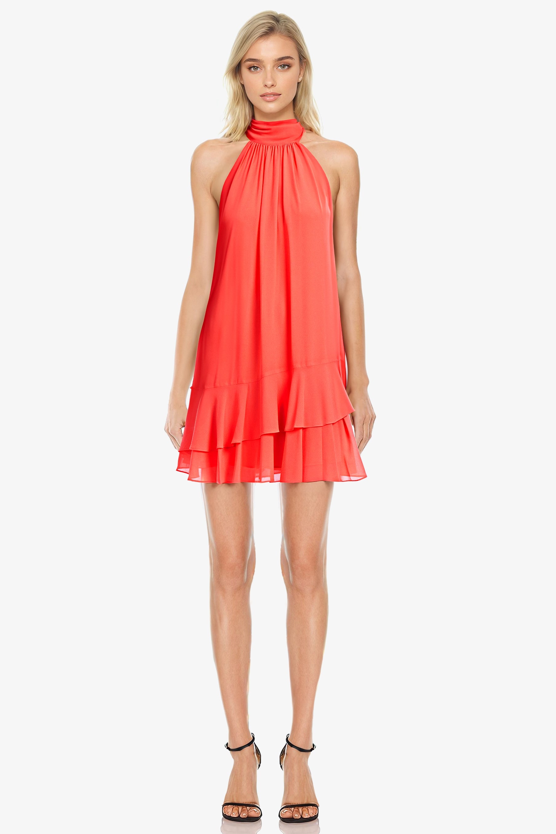 The Ava - Ruffle Halter Cocktail Dress