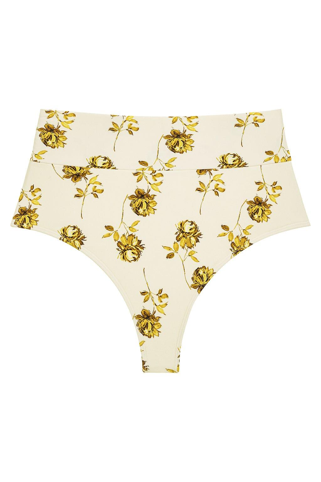 Montce - Gold Filigree Full Coverage High Rise Bikini Bottom -