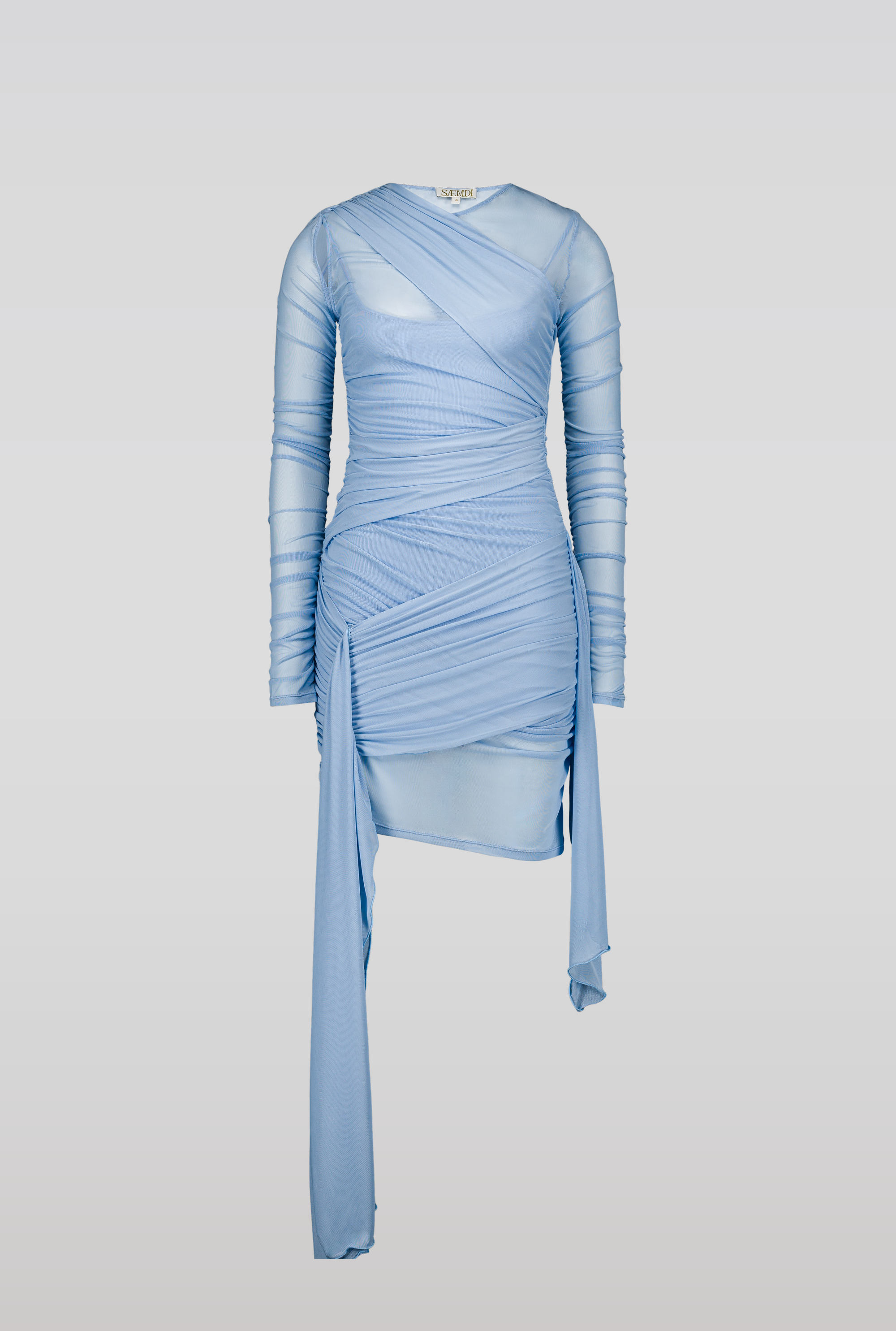 SAEMDI - CERA DRAPED MESH DRESS -