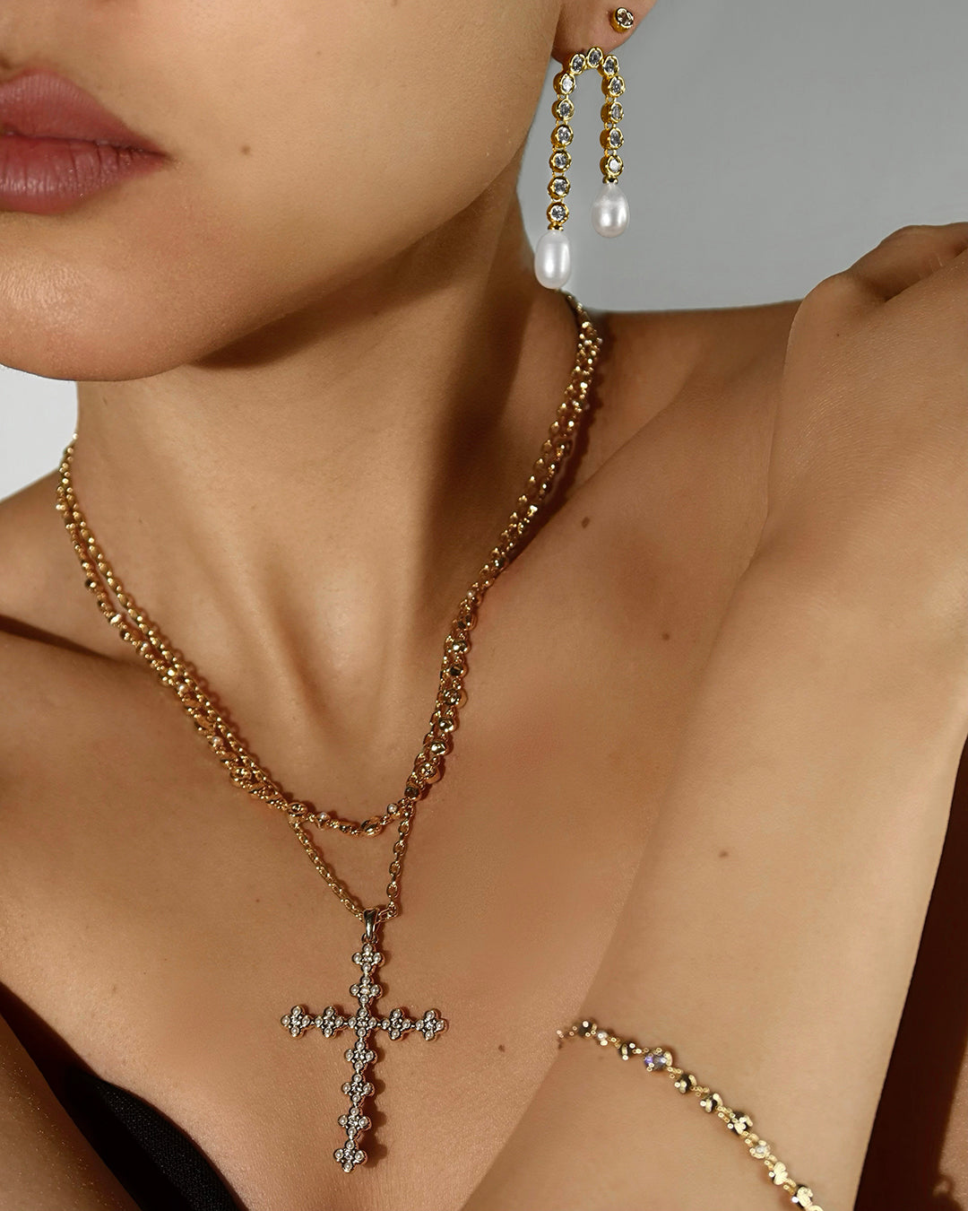 Luv Aj - The Daisy Stud Cross Necklace -