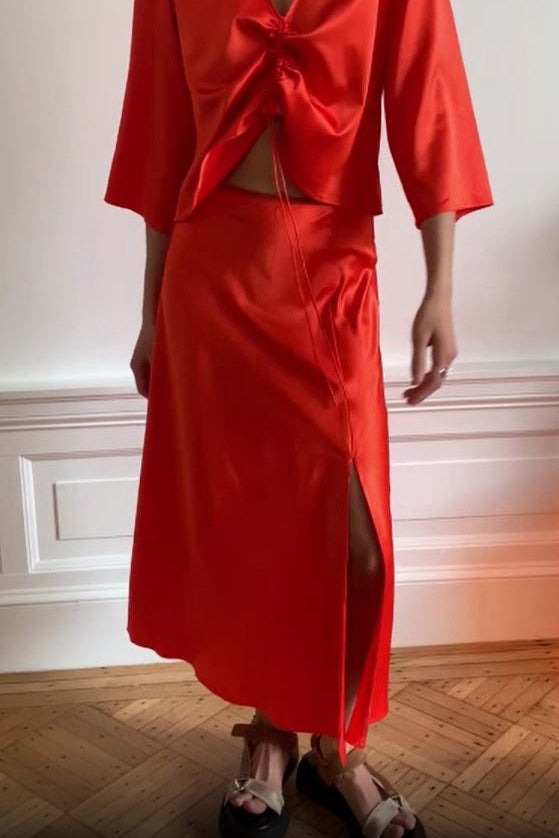 WRAY - Slit Skirt – Construction Orange -