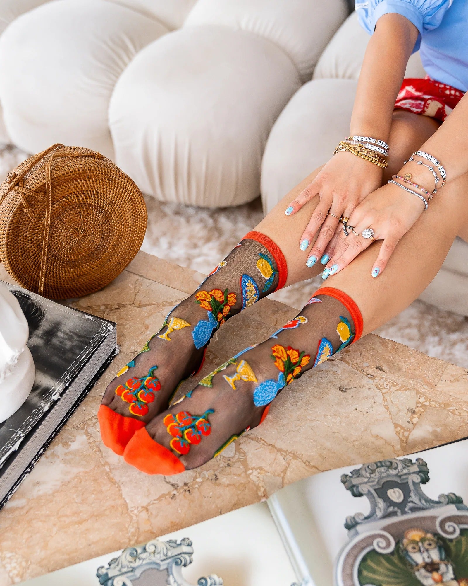 Sock Candy - La Dolce Vita Black Sheer Crew Sock -