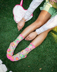 Sock Candy - Flamingo Floral Sheer Crew Sock -