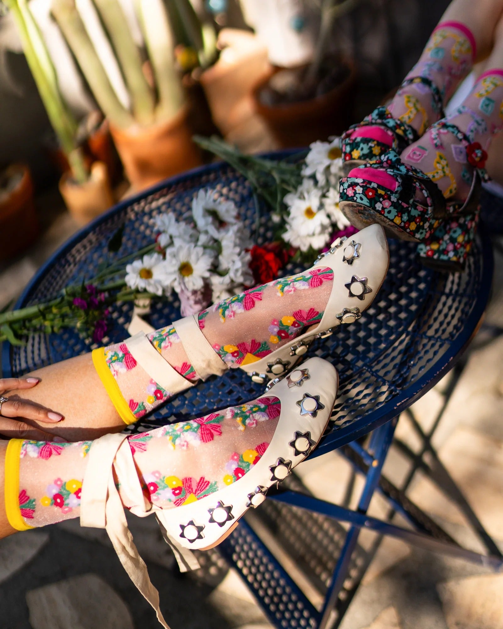 Sock Candy - Bouquets All Day Shimmer Sheer Crew Sock -