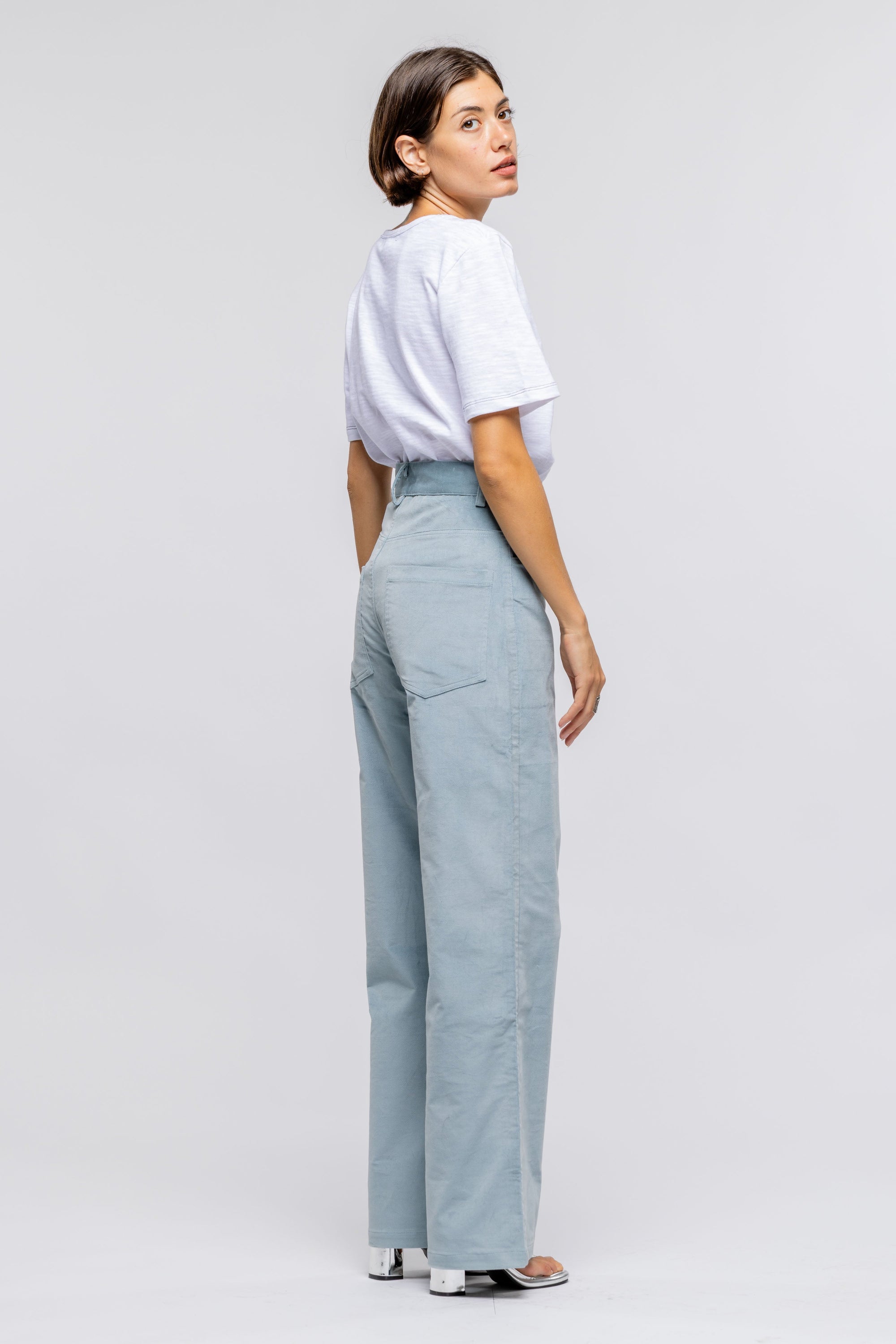 Toit Volant - Coco Cowboy Cut Pants - Silver Blue -