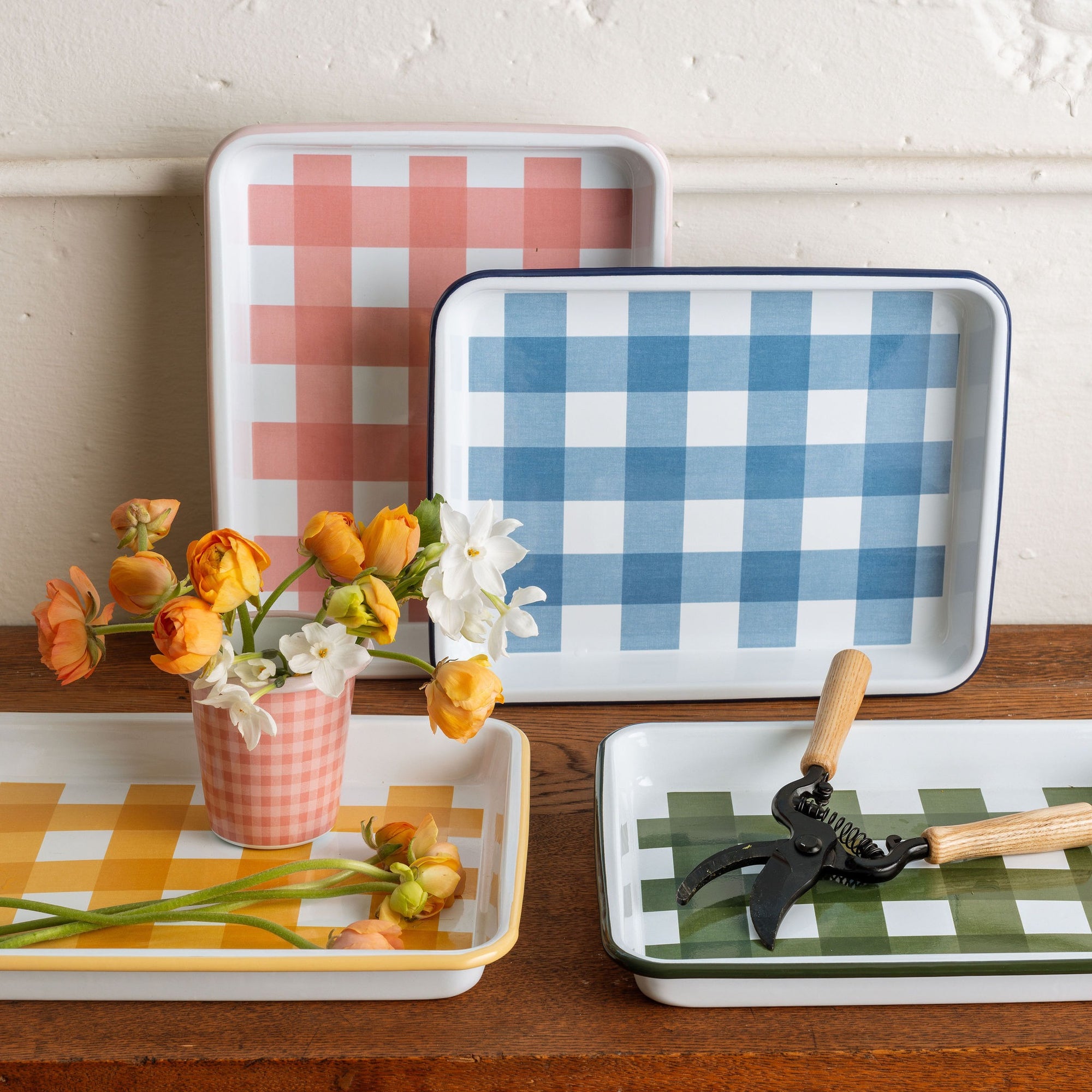 Crow Canyon Home - Max Humphrey x CCH Gingham Small Rectangle Tray - Blue -