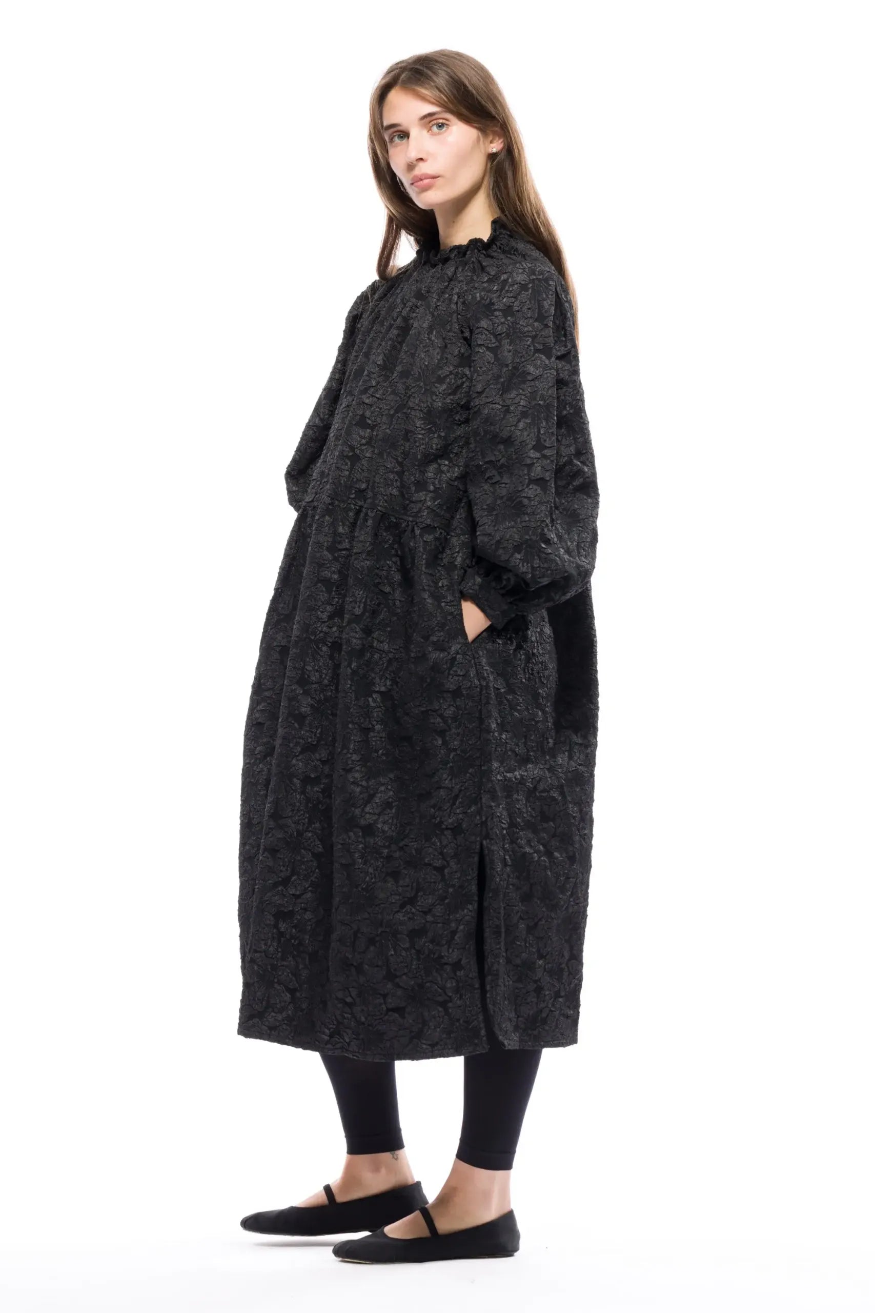 Toit Volant - Moonrise Dress (Jacquard Brocade) - Black Brocade -