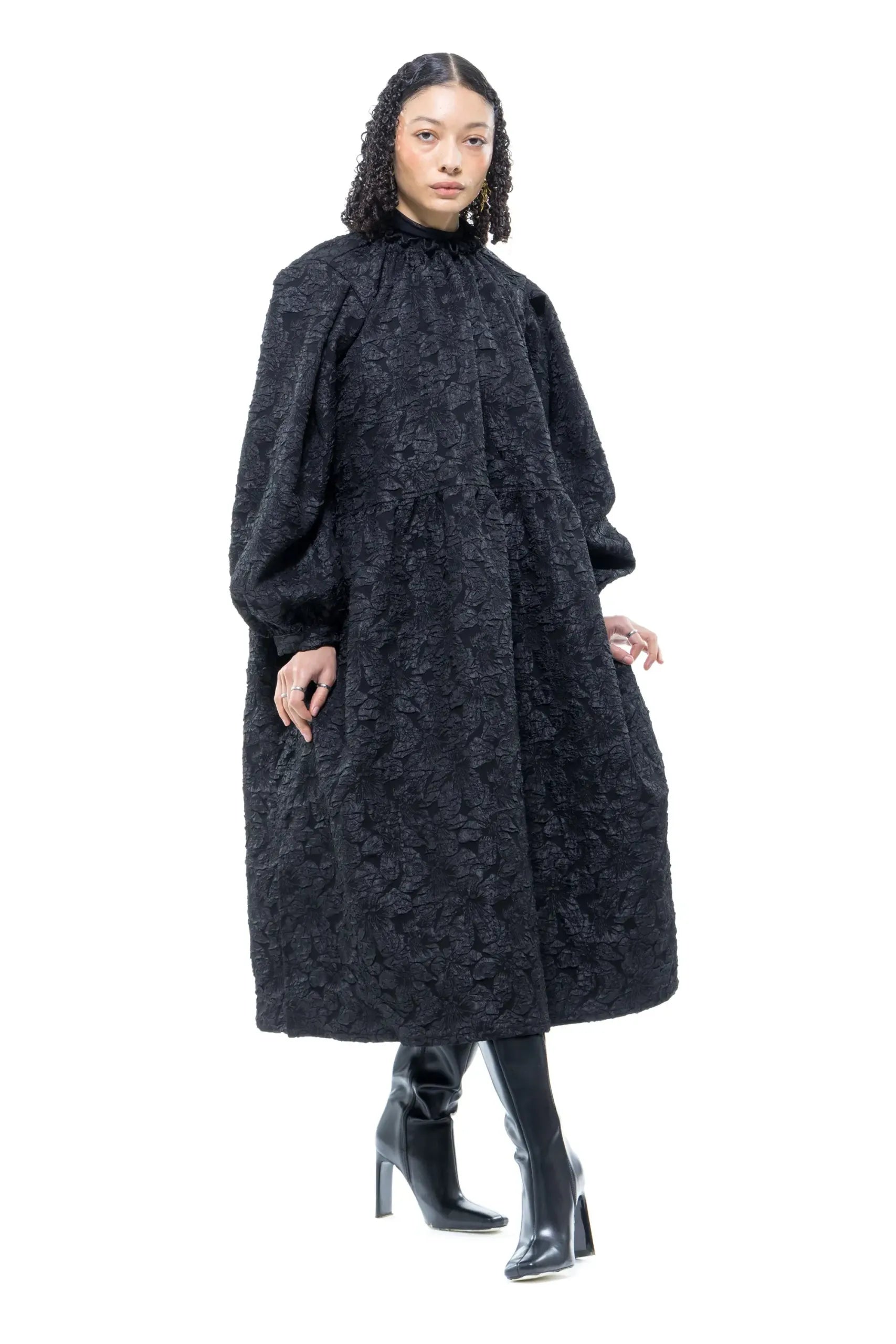 Toit Volant - Moonrise Dress (Jacquard Brocade) - Black Brocade -