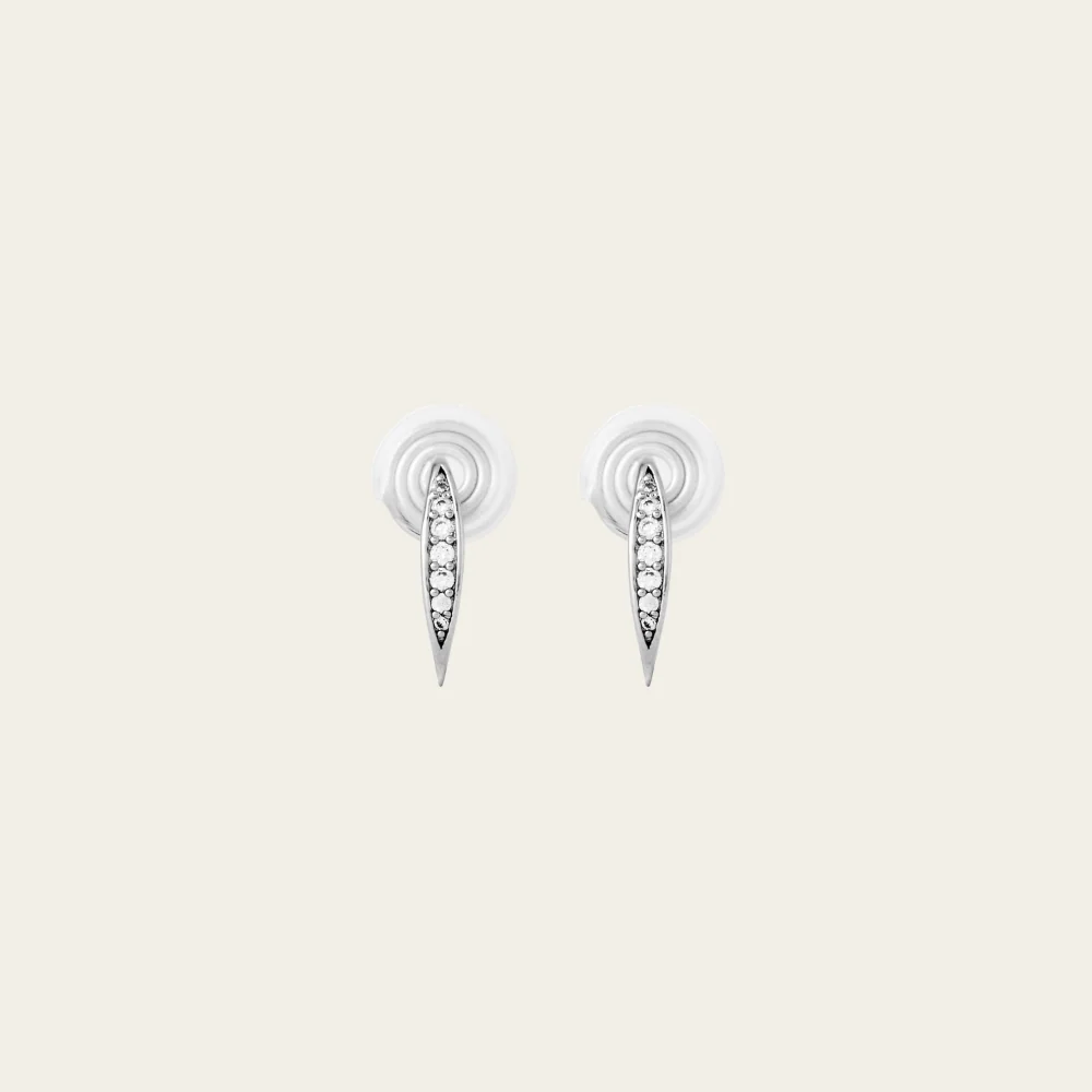 Aiori - Mini Pavé Huggie Clip On Earrings - Silver -
