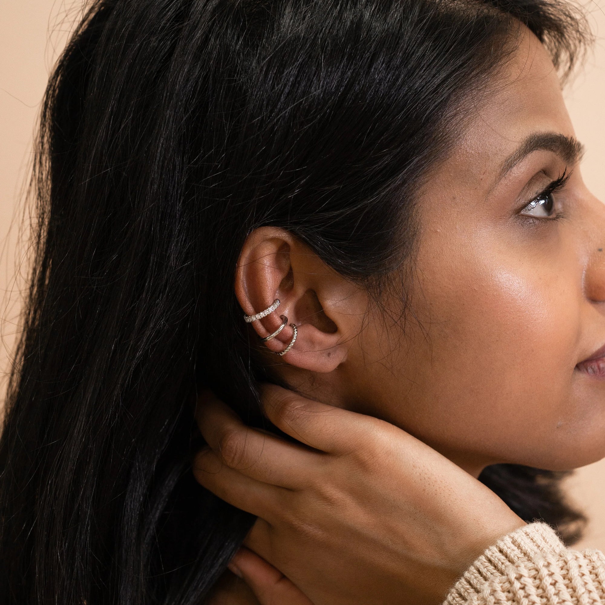 Aiori - Trio Ear Cuffs Set - Silver -