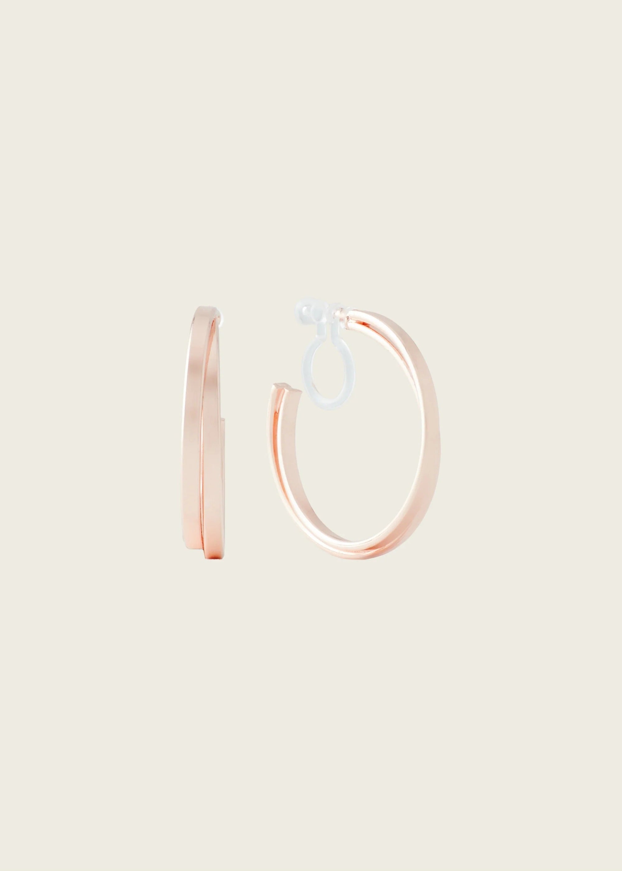Aiori - Cassie Hoop Clip On Earrings - Rose Gold -