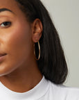 Aiori - Large Thin Hoop Clip On Earrings - Gold Rotating Invisible Resin -