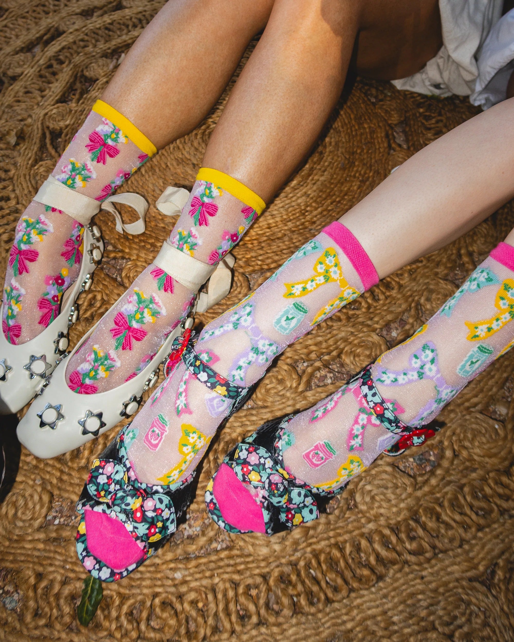 Sock Candy - Bouquets All Day Shimmer Sheer Crew Sock -