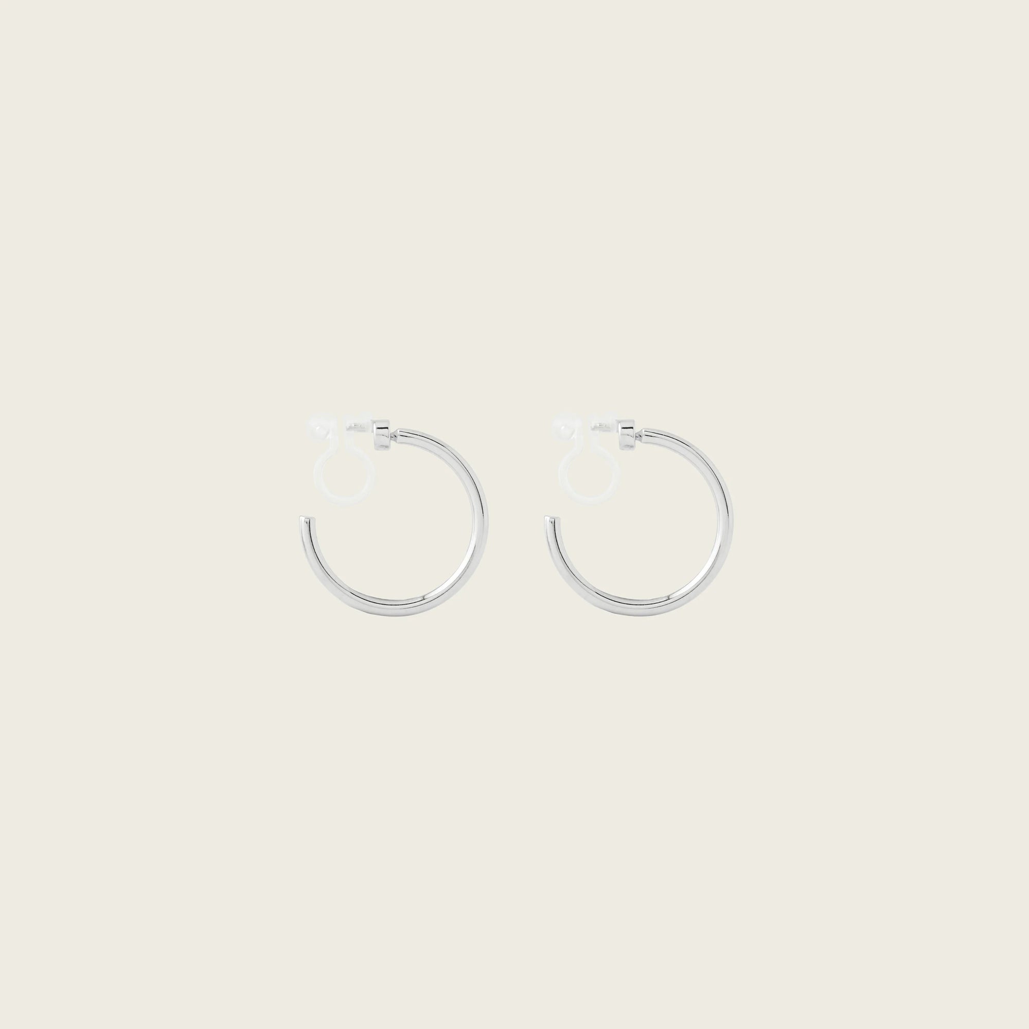 Aiori - Medium Thin Hoop Clip On Earrings - Silver -