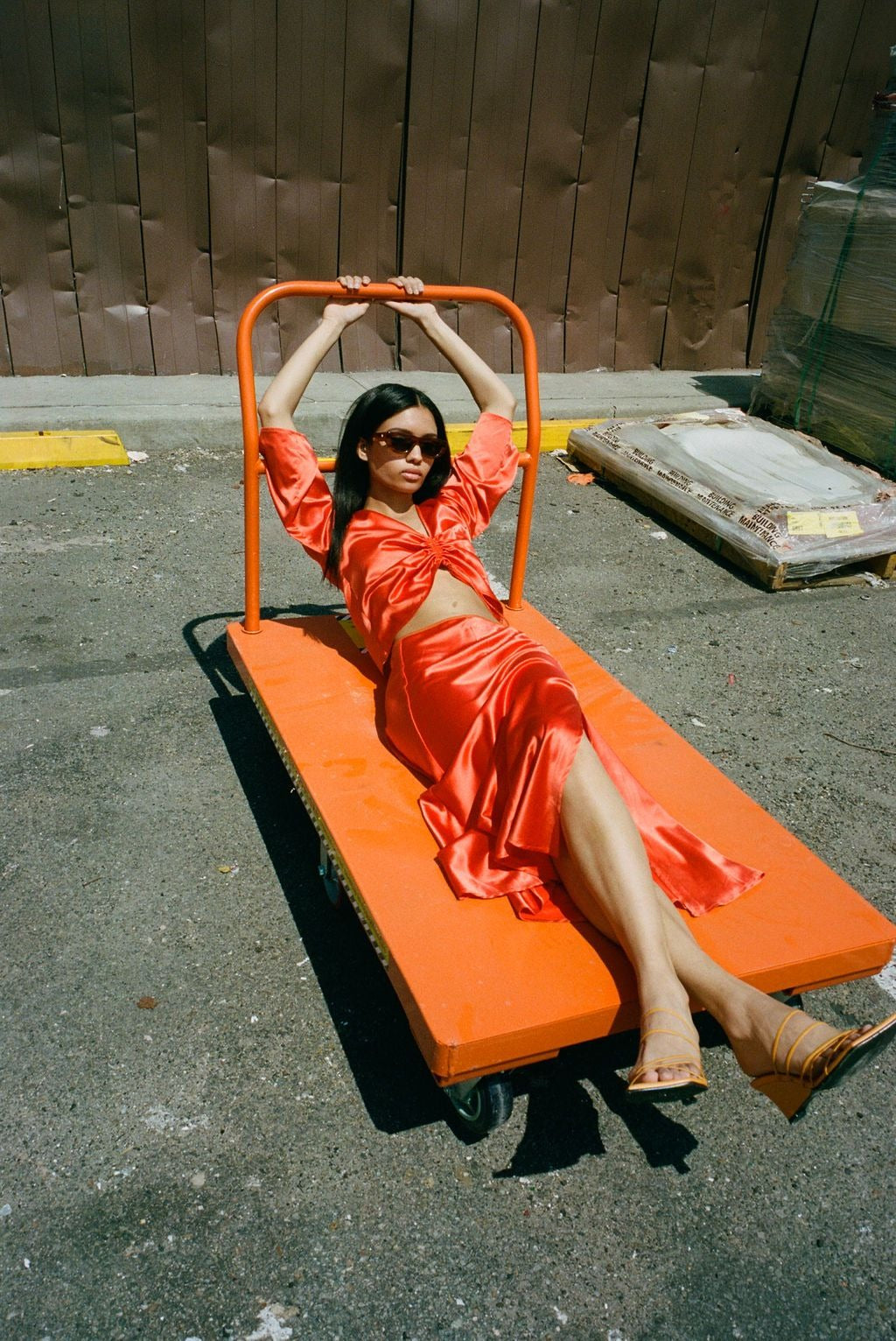 WRAY - Slit Skirt – Construction Orange -