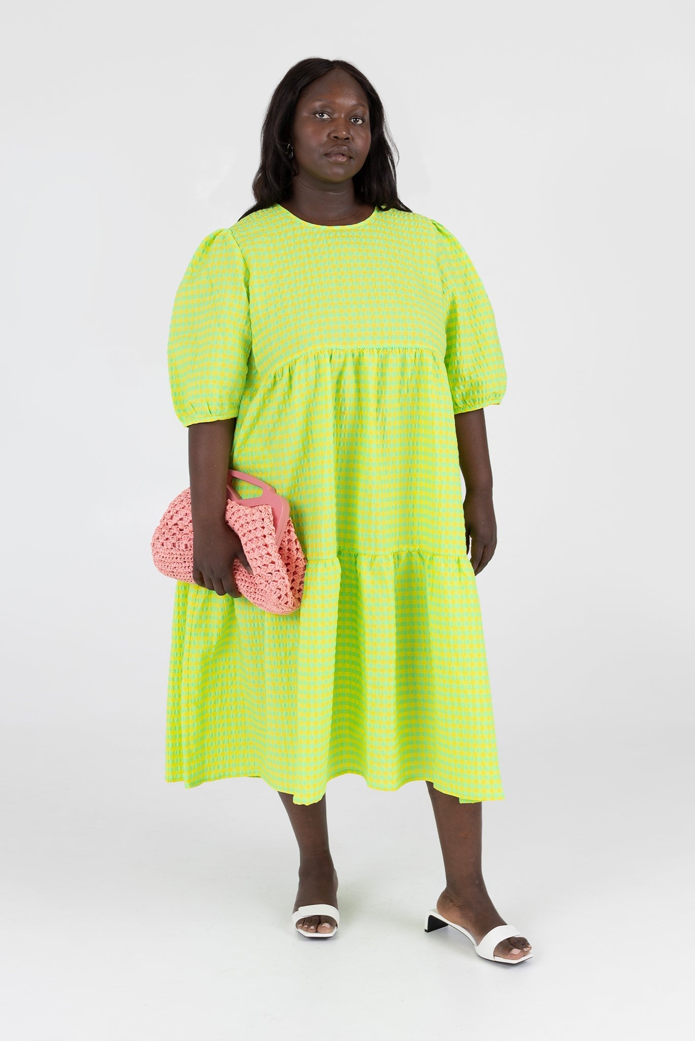 WRAY - Rosemary Dress - Acid Apple Gingham -