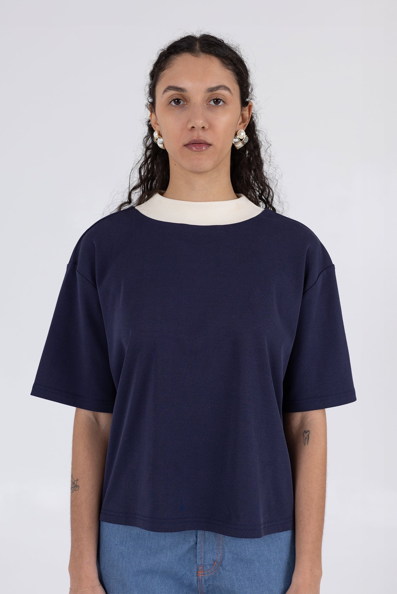 WRAY - Condor Tee - Cream/Navy -