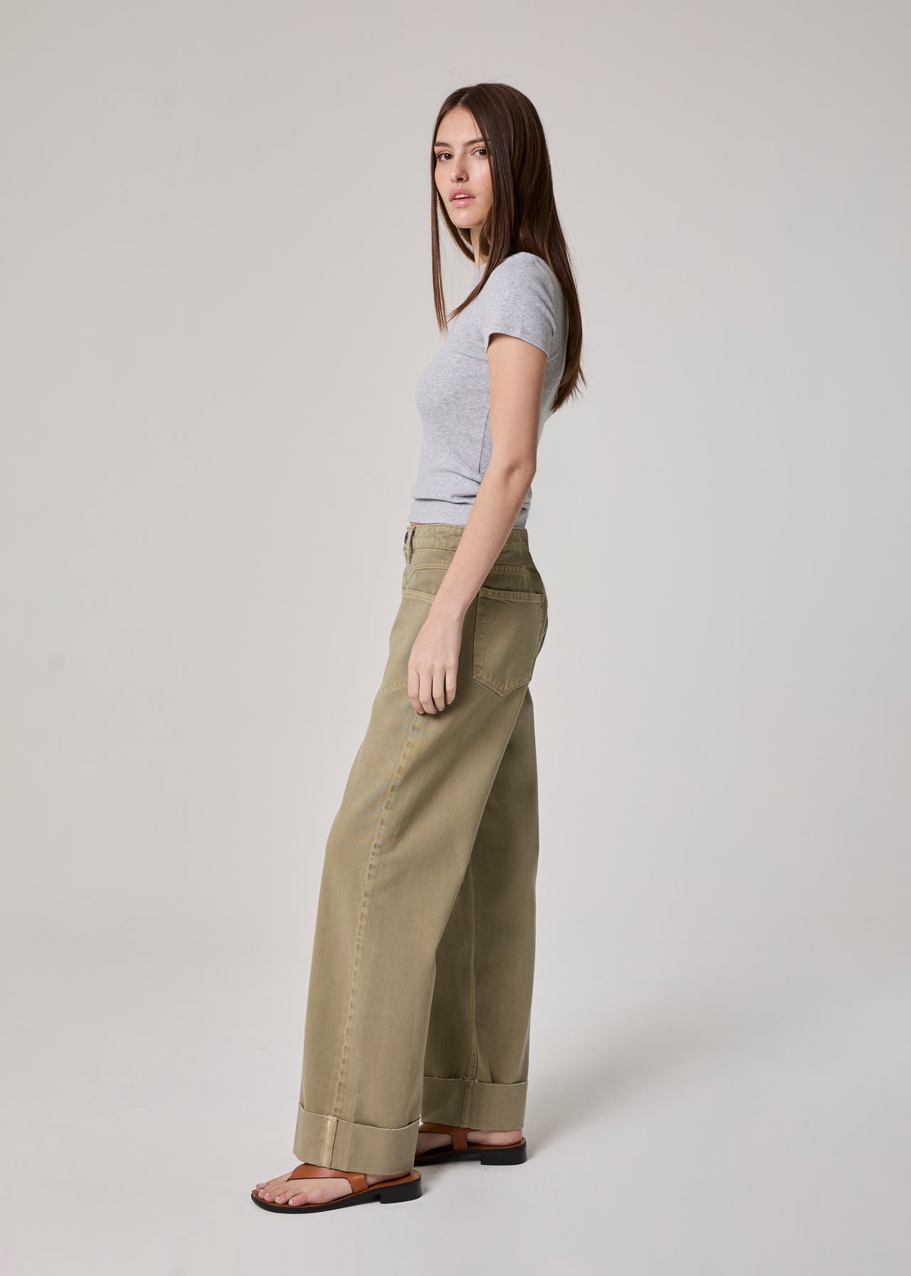 Edyson - Vincent High Rise Roll Up Raw Hem - Moss -