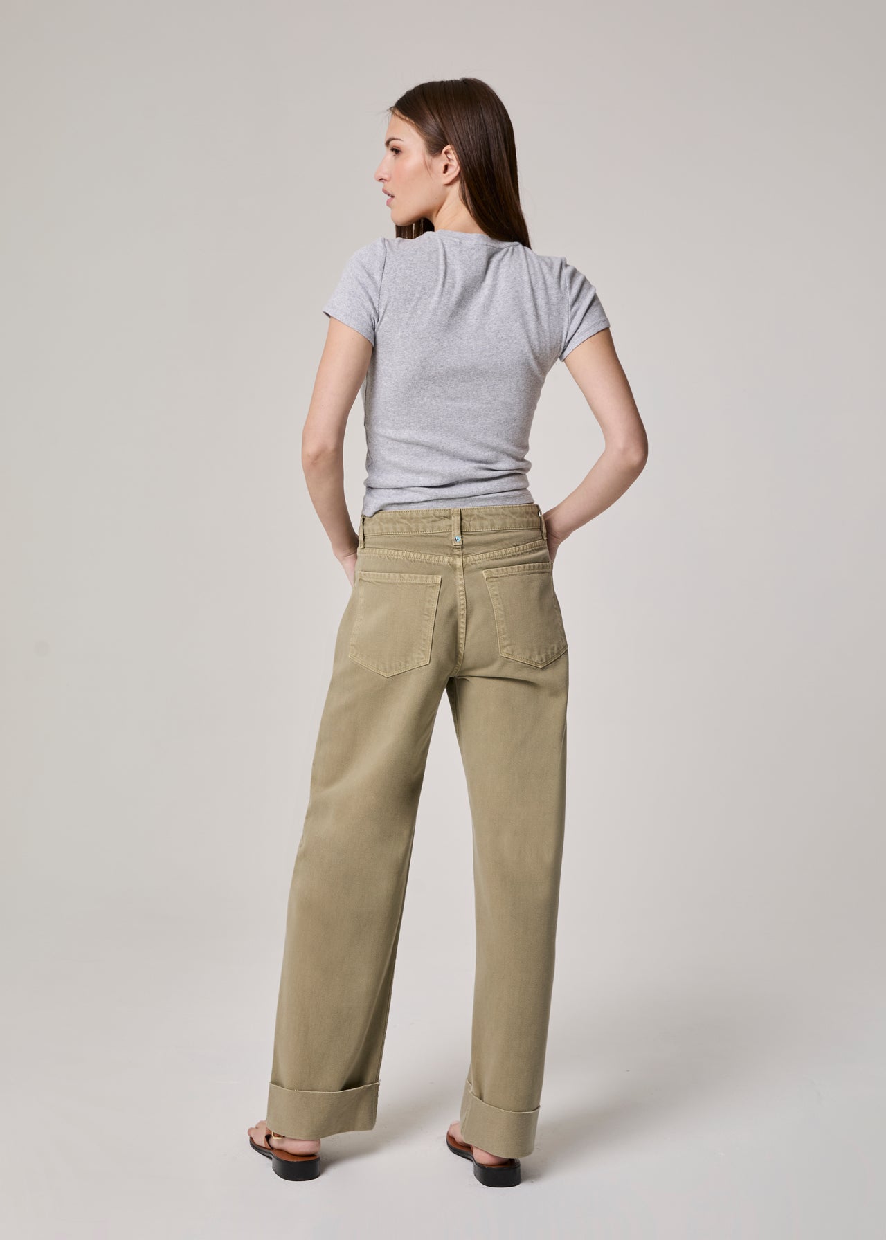 Edyson - Vincent High Rise Roll Up Raw Hem - Moss -