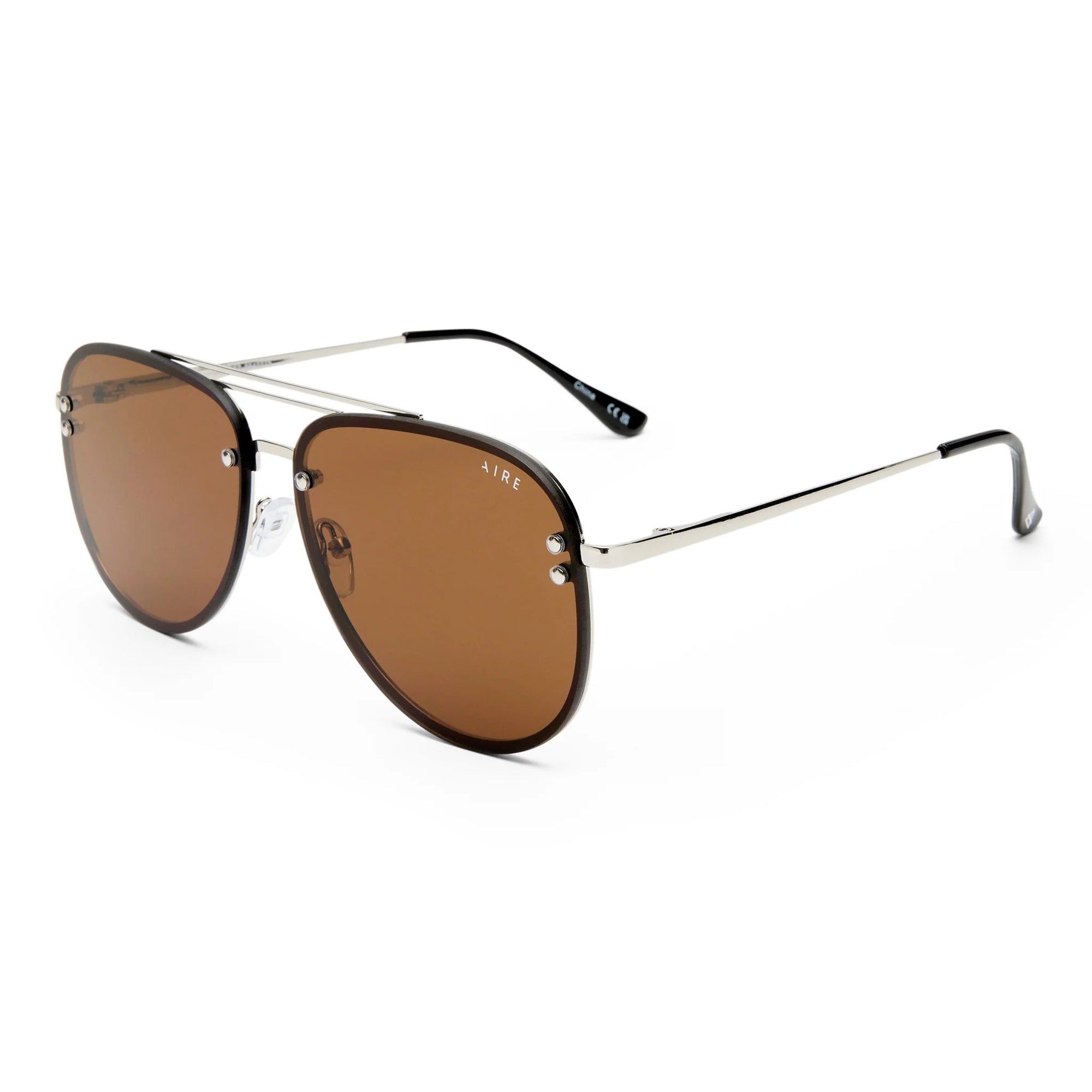 Aire - Quartz Sunglasses - Silver/Brown Mono -