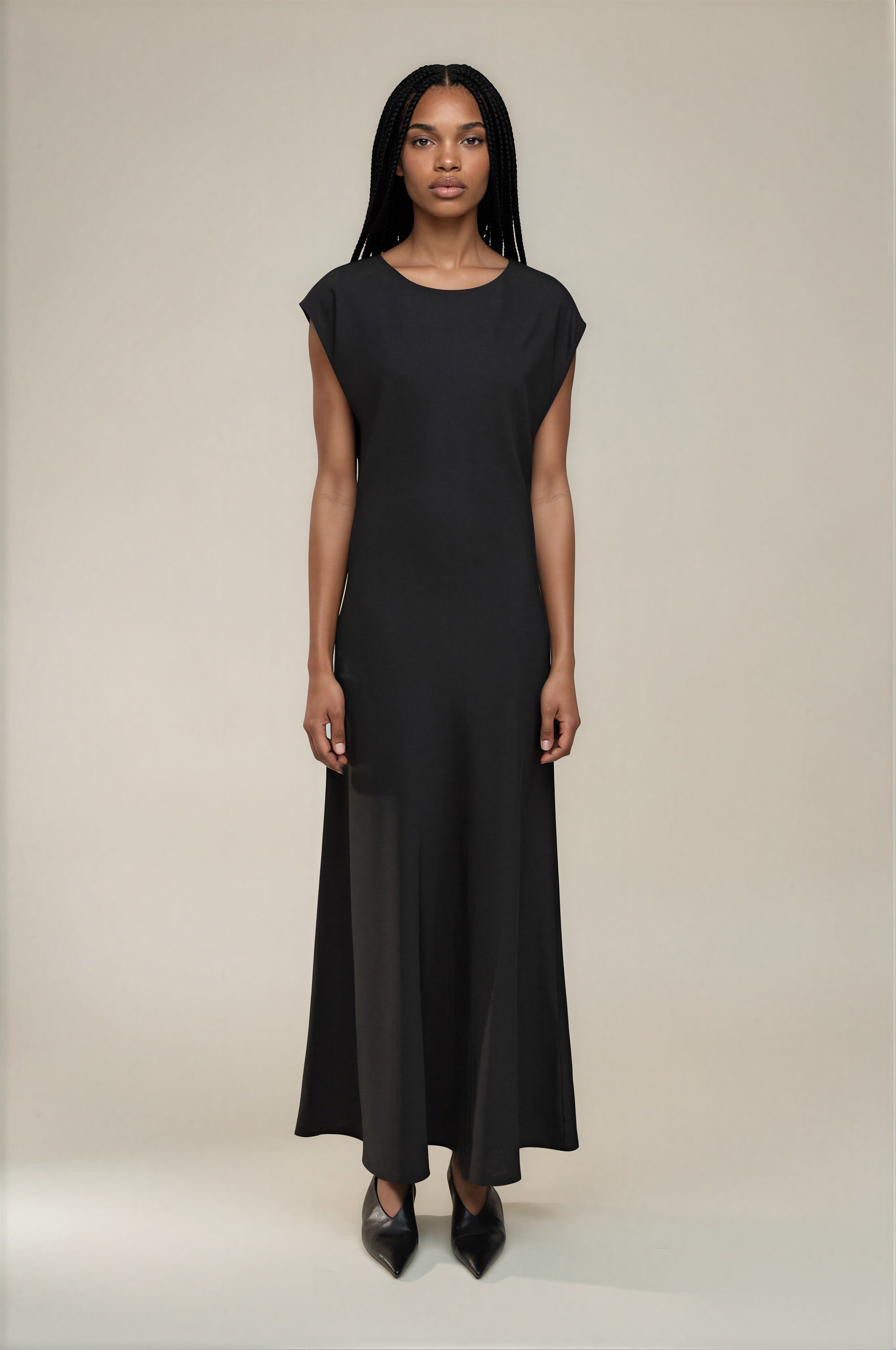 Ruched Bias-Cut Satin Dress