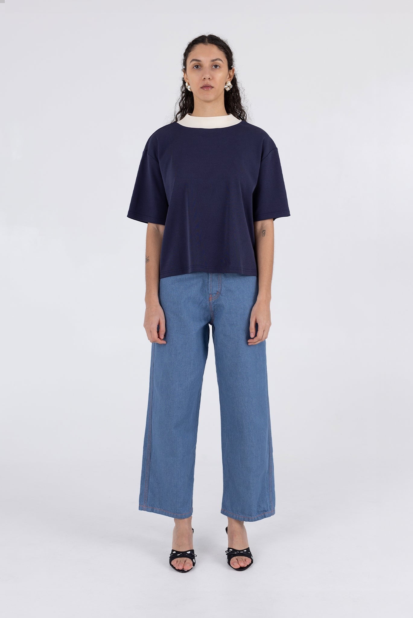 WRAY - Condor Tee - Cream/Navy -