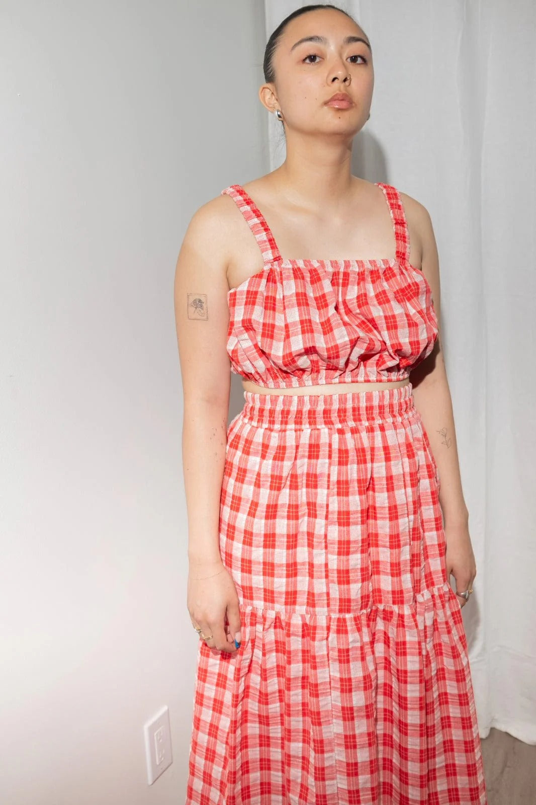 et Tigre - Louise Top in Red + White Gingham -