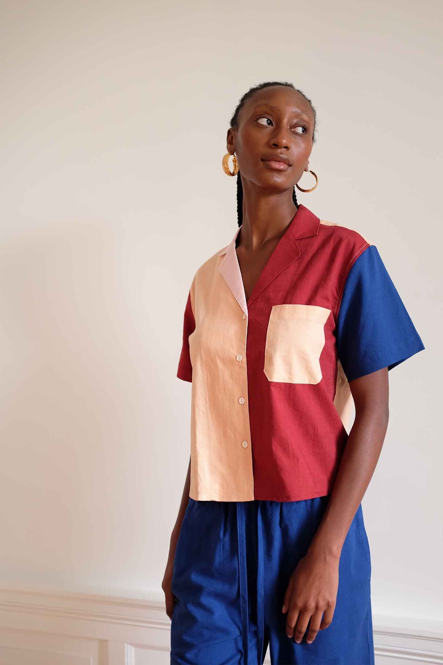 WRAY - Lounge Top - Peach Block -