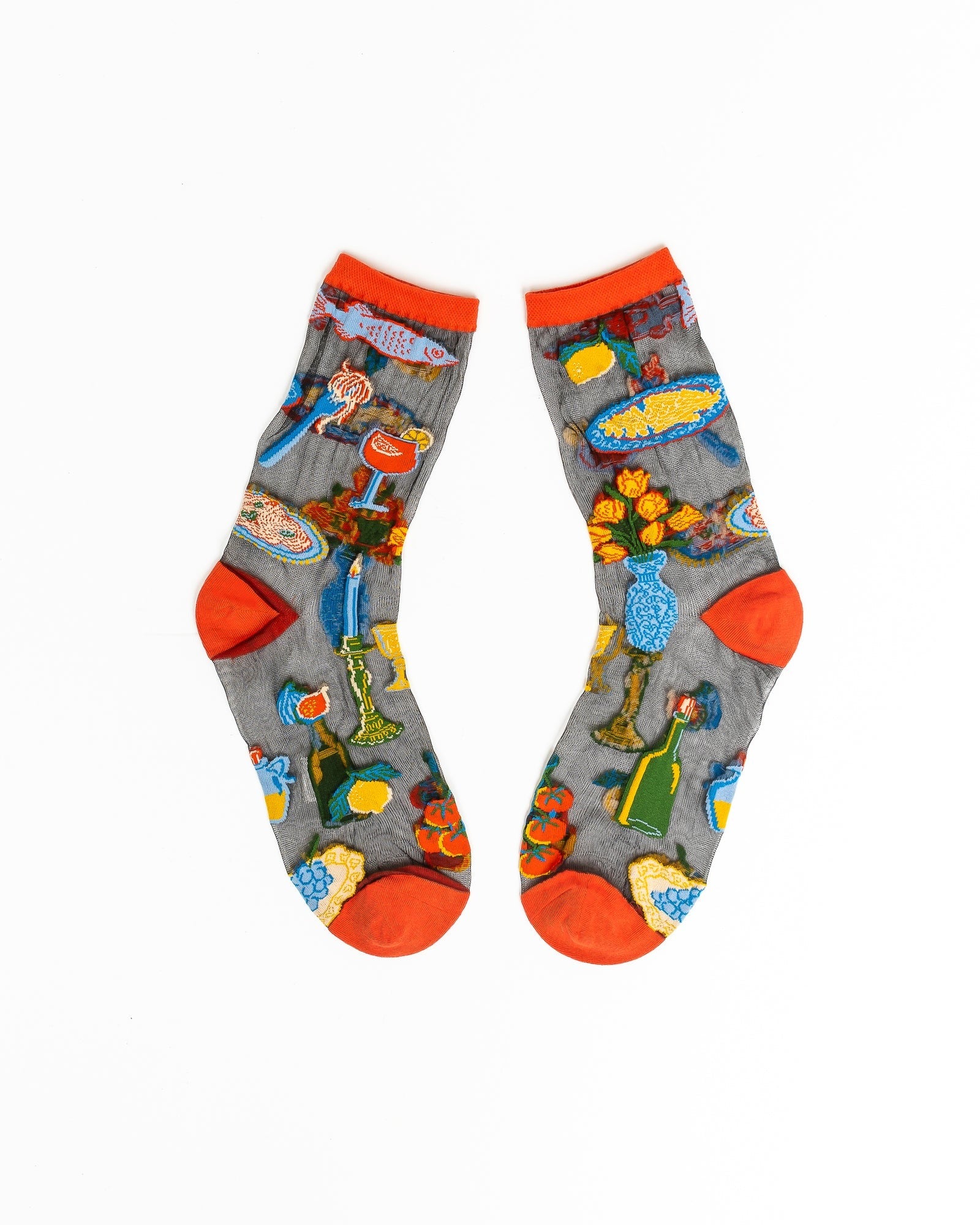 Sock Candy - La Dolce Vita Black Sheer Crew Sock -