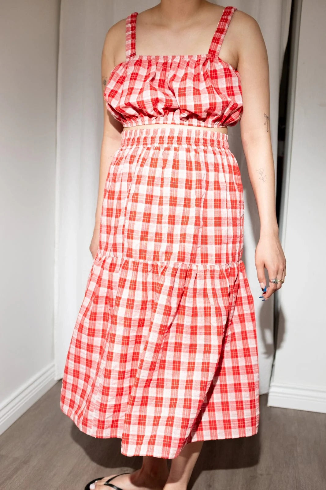 et Tigre - Louise Top in Red + White Gingham -