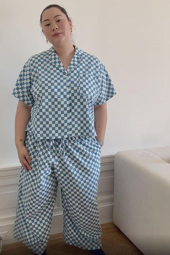 WRAY - Long Lounge Set - Aqua Check -